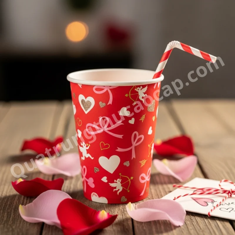 Ly giấy màu đỏ đẹp, sang trọng, bắt mắt cho quán cà phê và trà sữa