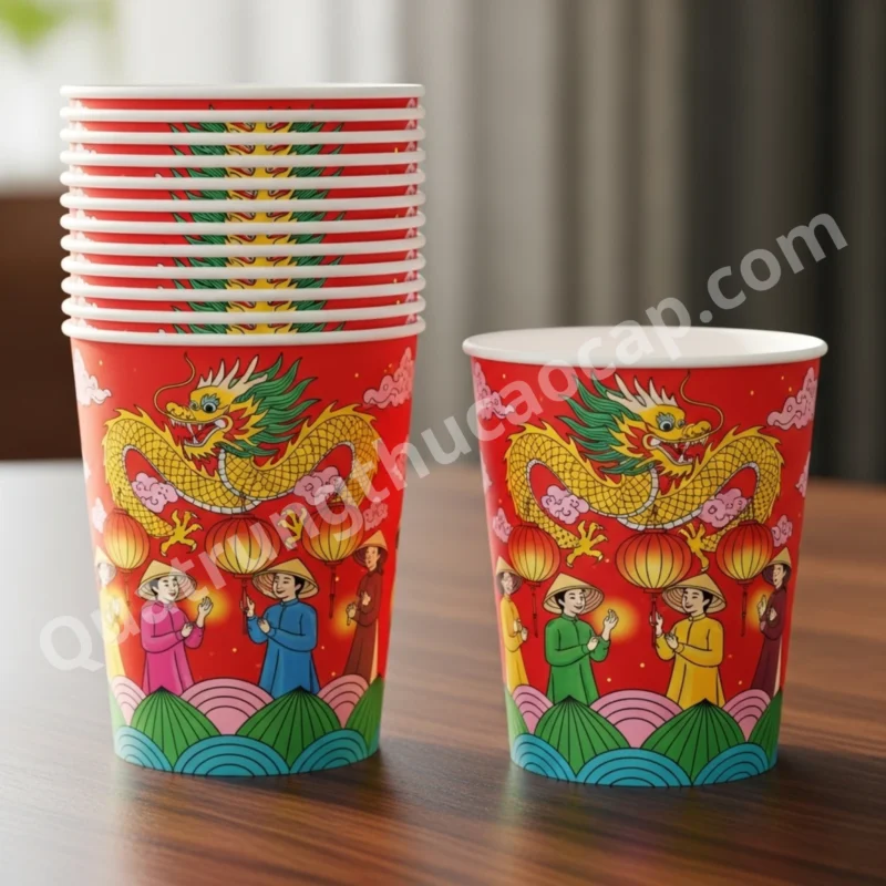 Ly giấy màu đỏ đẹp, sang trọng, bắt mắt cho quán cà phê và trà sữa