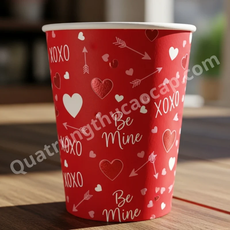 Ly giấy màu đỏ đẹp, sang trọng, bắt mắt cho quán cà phê và trà sữa