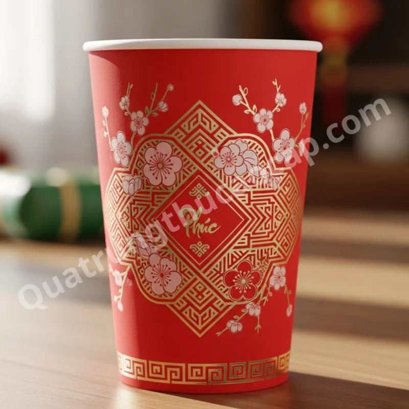 Ly giấy màu đỏ đẹp, sang trọng, bắt mắt cho quán cà phê và trà sữa